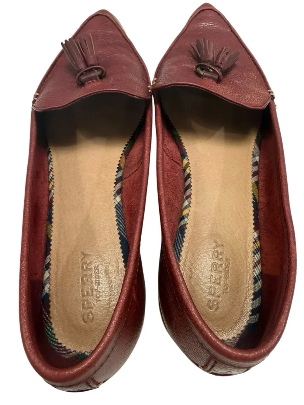 Sperry Saybrook Tassel Loafers Burgundy Leather Pointed Toe EUC Size 11